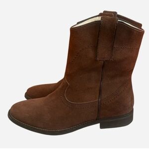 Boden Brown Suede Cowboy Booties